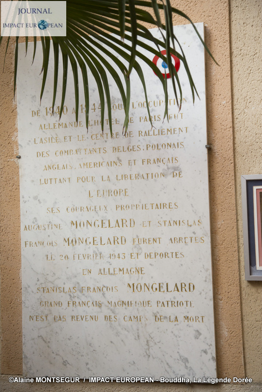 Plaque commémorative de l'ancien hotel de Paris