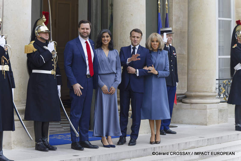 J David et Usha Vance reçu par  Emmanuel et Brigitte Macron