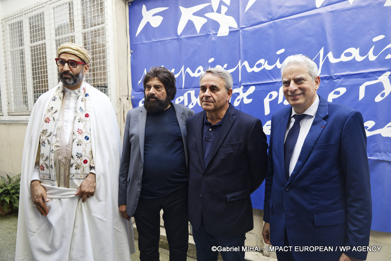 L'imam Mohamed Mehdizadeh,  Marek Halter,  Xavier Bertrand et le rabbin Moché Lewin