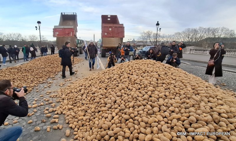 Colère agricole : pommes de terre déversées à Paris