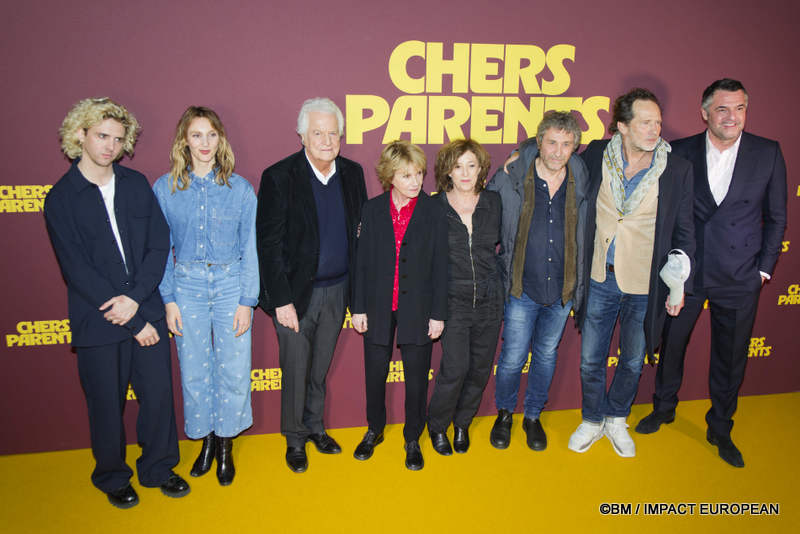 Thomas Solivérès, Pauline Clément,  André Dussollier, Miou-Miou, de son vrai nom Sylvette Herry, Armelle et Emmanuel Patron, Arnaud Ducret  à l’avant-première du film «Chers Parents »