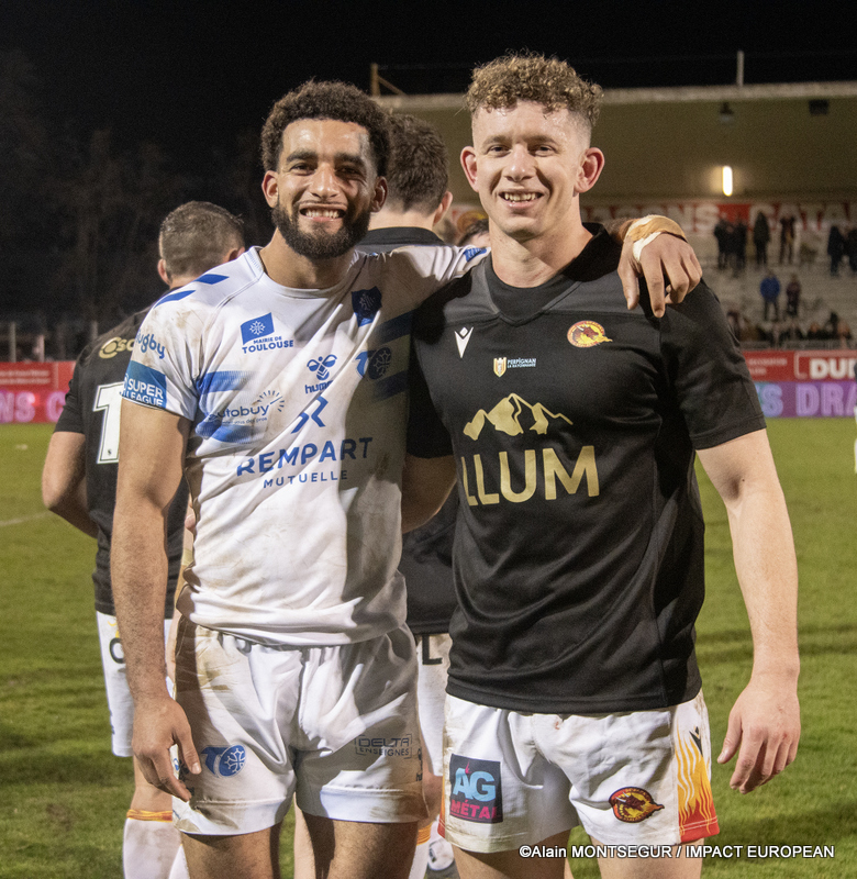 Les frères  Laguerre: à gauche Benjamin Laguerre joue au TO et à droite Matthieu Laguerre joue au Dragons Catalans.