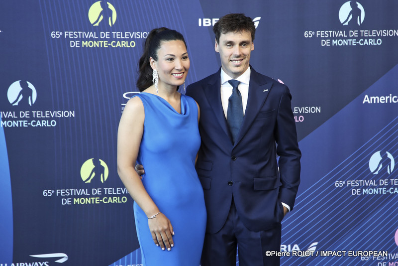 Marie l'épouse et Louis Ducruet, le fils de la princesse Stéphanie à la 65 e édition du Festival de Télévision de Monte-Carlo, le 12 juin 2026.