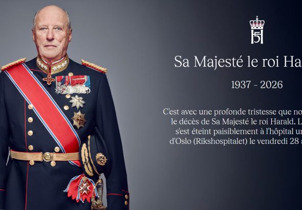 Annonce officielle de la mort du roi Harald V par la Maison royale de Norvège