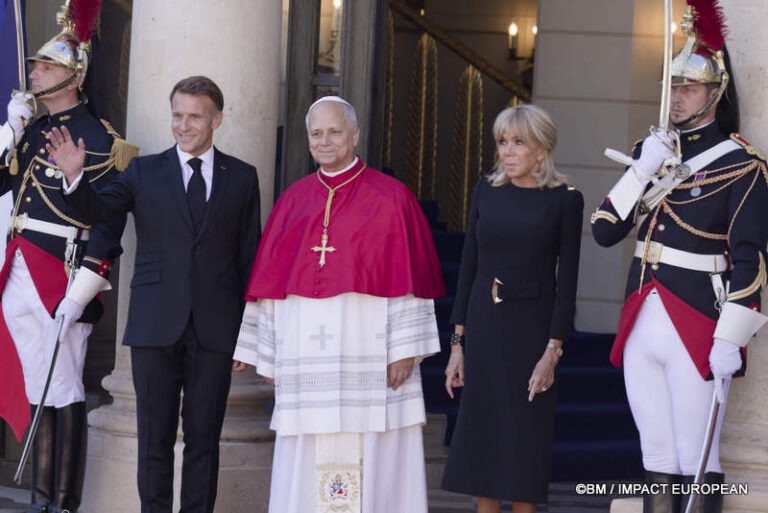 Le pape Léon XIV lors de la cérémonie officielle au palais de l’Élysée à Paris, le 25 septembre 2026